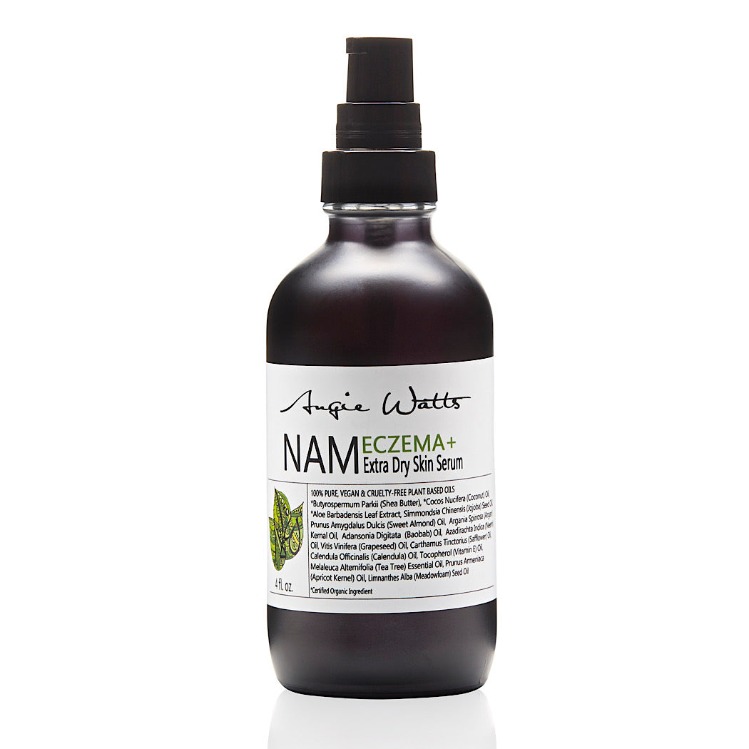 Angie Watts NAM Eczema & Extra Dry Skin Serum, black bottle